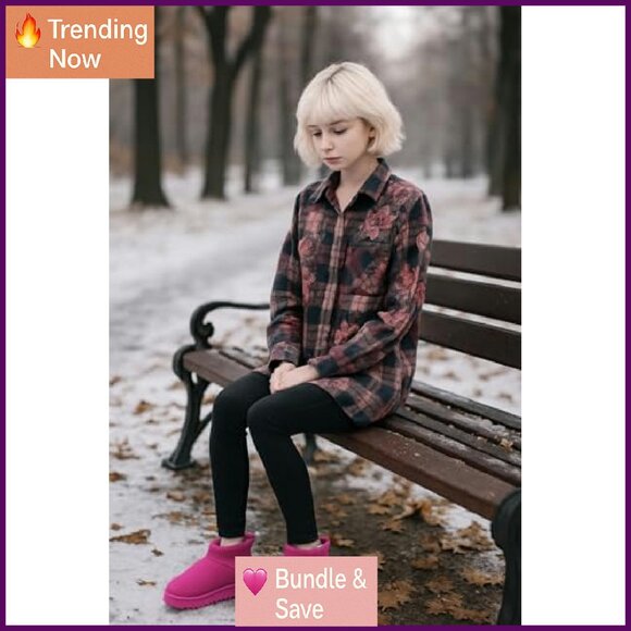 Women's Faux Fur Lined Ankle Boots Slip On Winter Slippers Indoor Outdoor - Picture 3 of 6